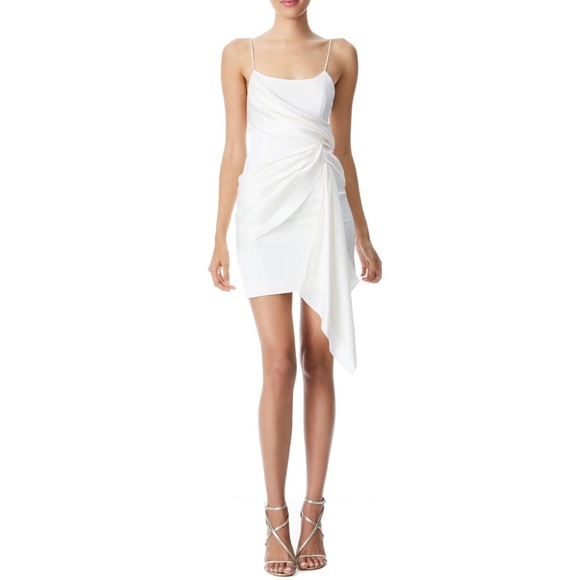 NWT Alice and Olivia svetlana asymmetrical drape mini dress size 6 - Picture 1 of 4